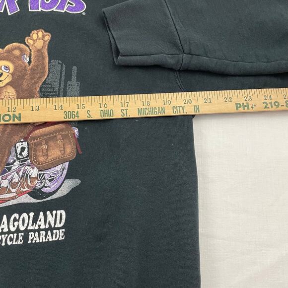 VTG 90s Motorcycle Toys for Tots Chicago Biker Sweatshirt size L Black - Picture 8 of 8